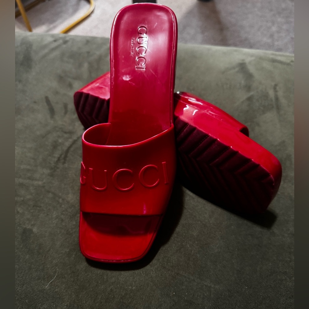 Red Rubber Gucci Slides